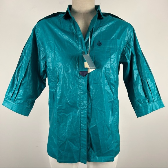 Dior Teal Satin Blouse - Picture 2 of 12